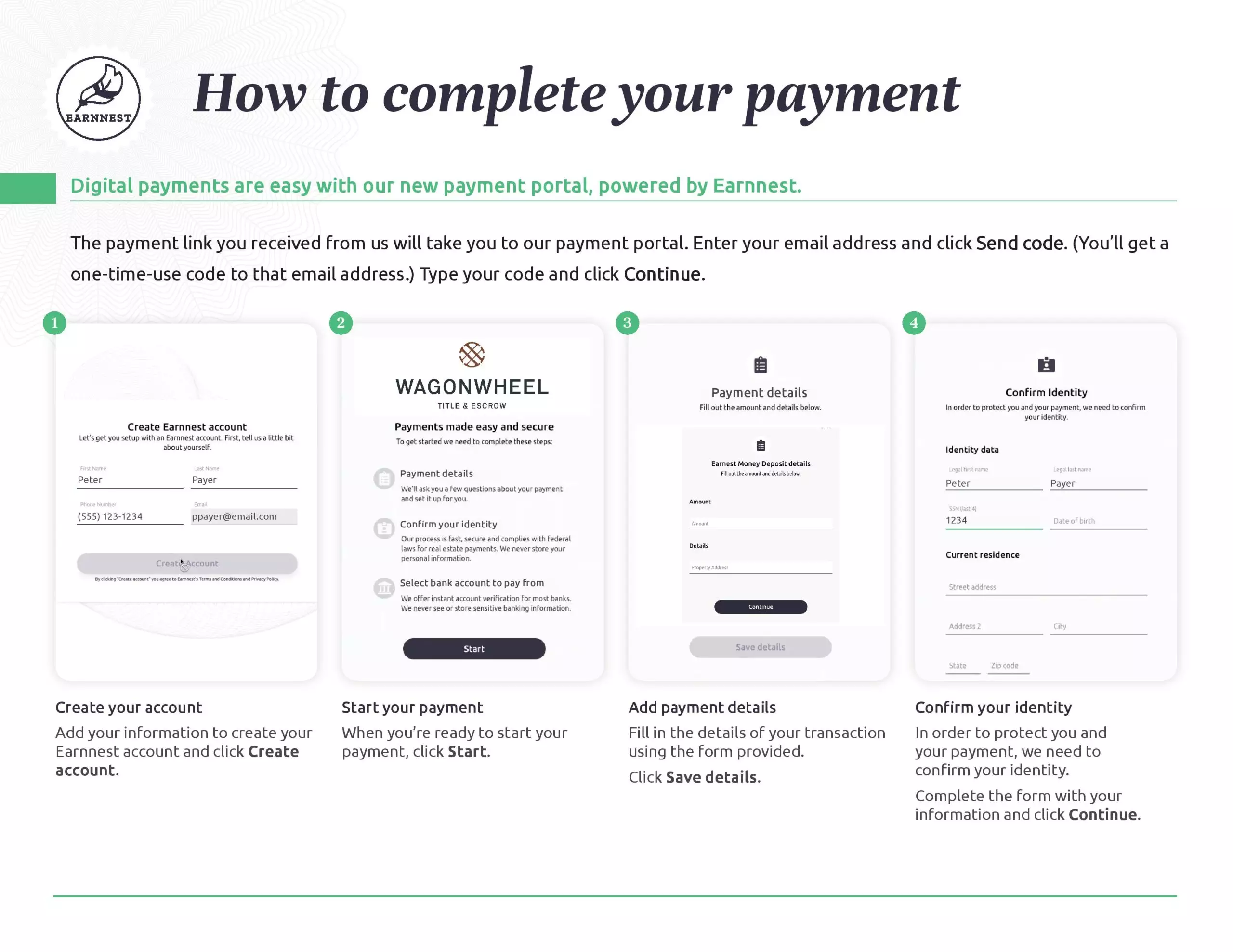 Earnnest - How to pay custom 1